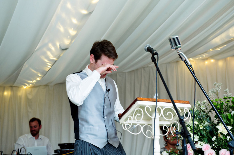 Groom crying