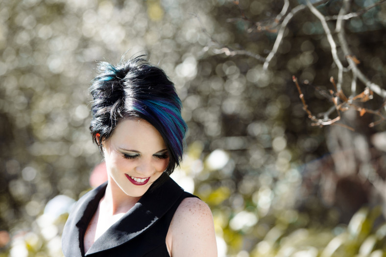 bride in black dress