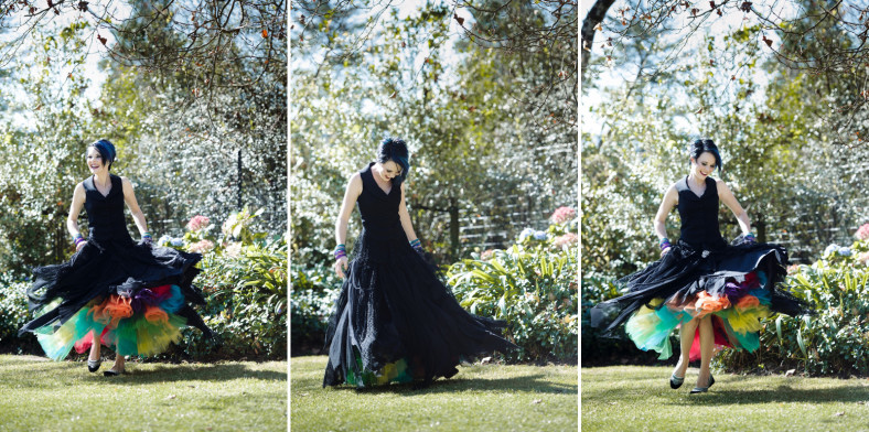 bride in black dress