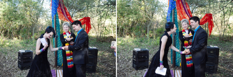 bride and groom exchange rings