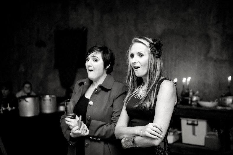 guests at barn wedding
