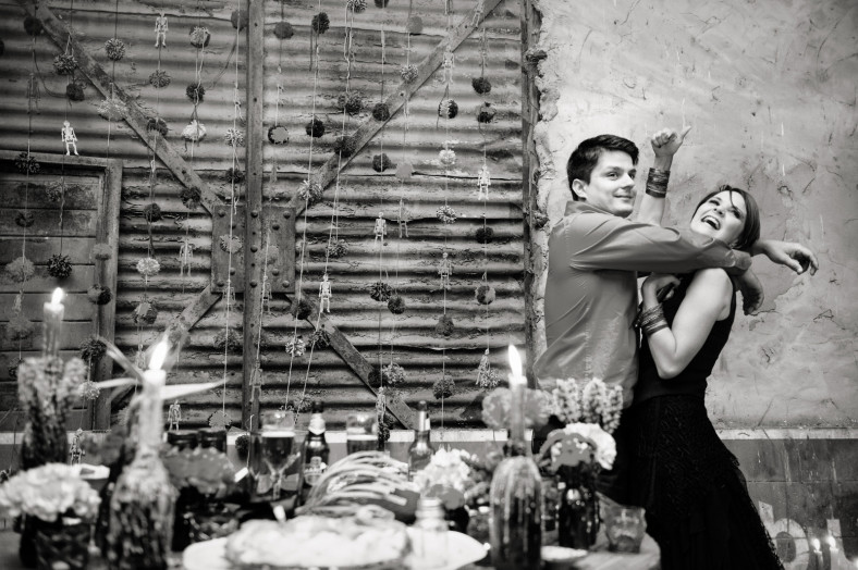 bride and groom at barn wedding