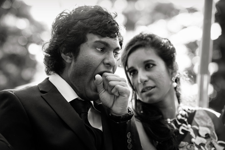 guests yawning at wedding