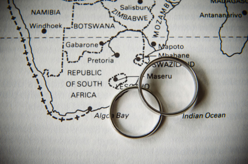 Wedding rings on a map