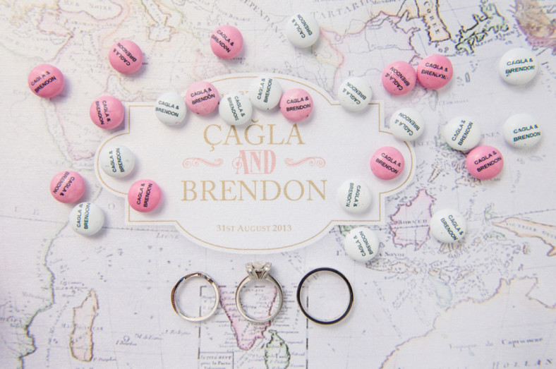 Wedding rings with sweets