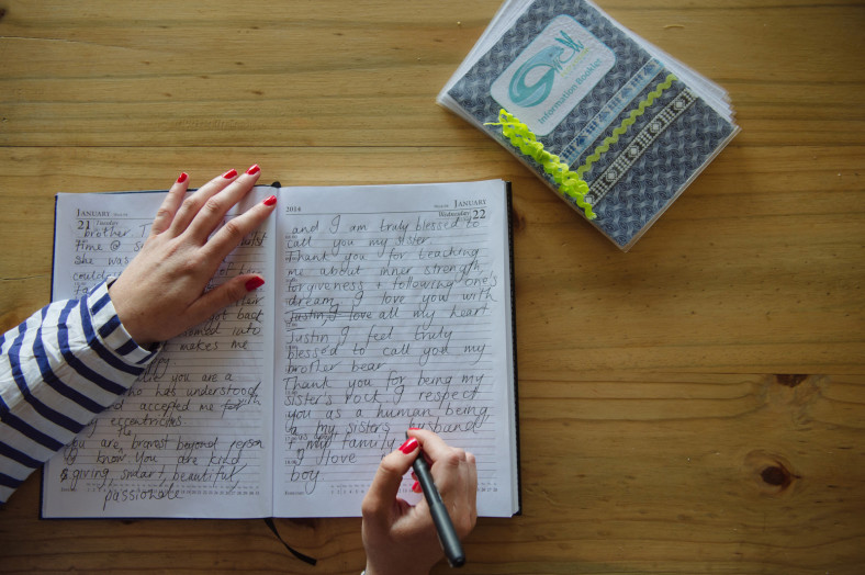 woman writing speech