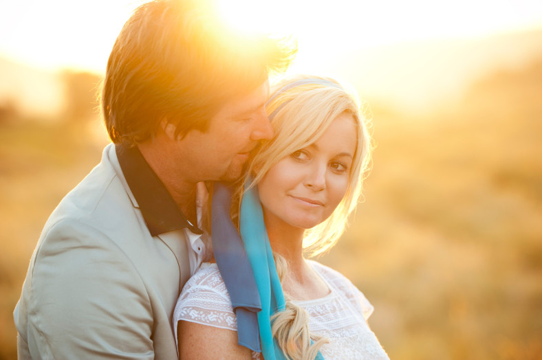 bohemian beach wedding couple