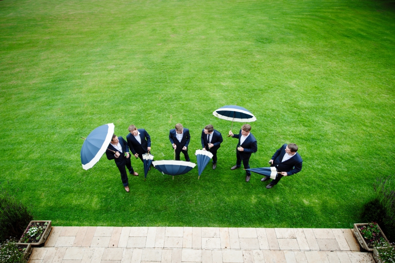 Rainy wedding Groomsmen