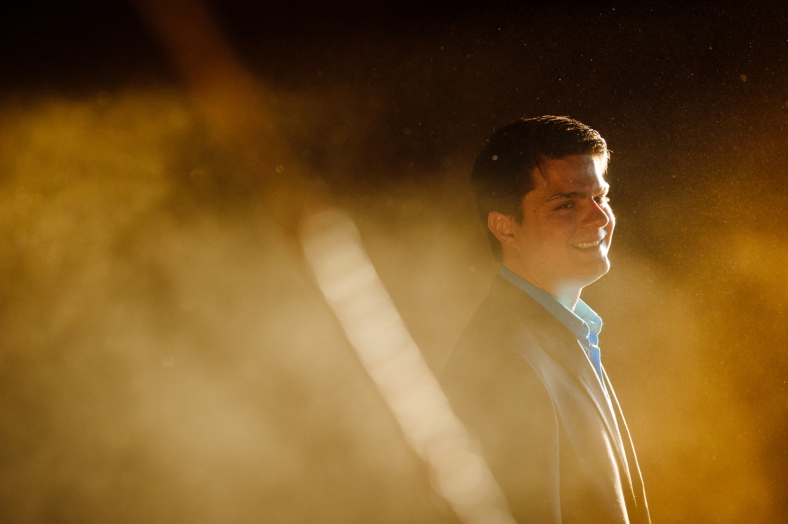 Groom in dust