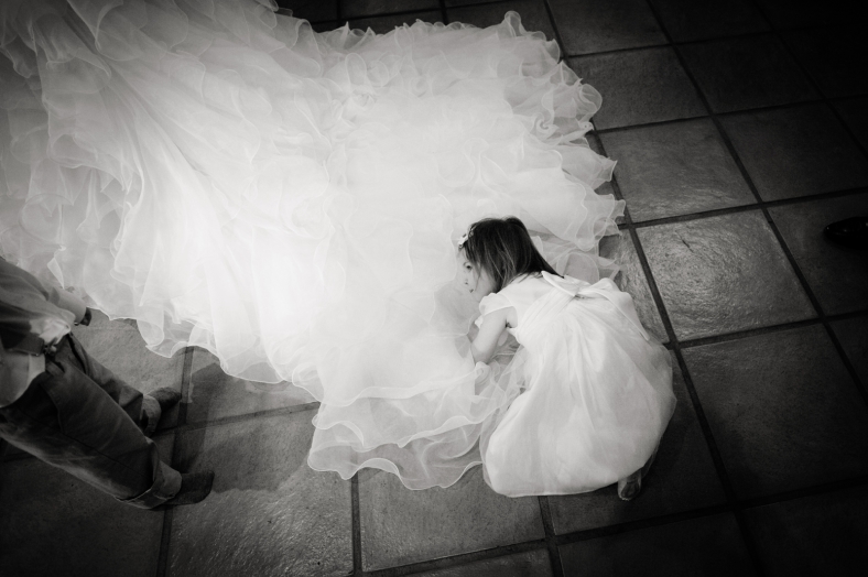 Flower girl on Train of dress