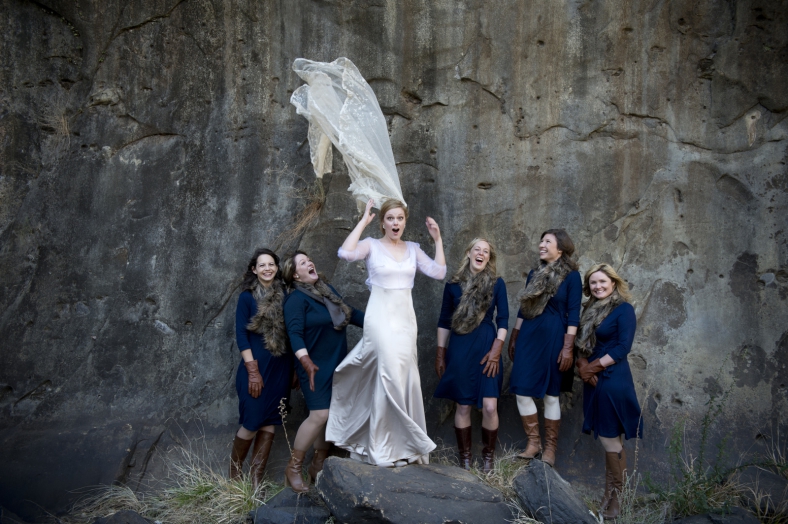Bride with veil in wind