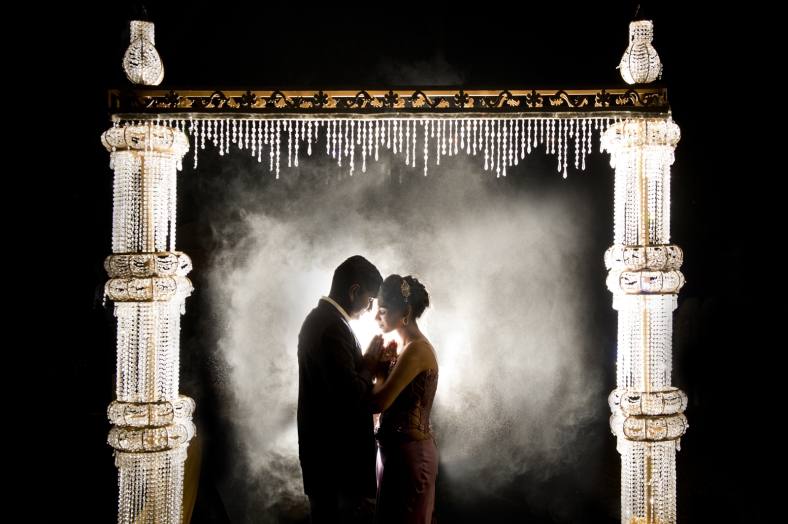 Hindu Crystal Arch with Bride and Groom