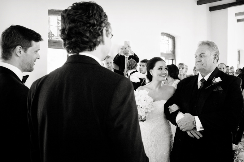 Bride with excited father