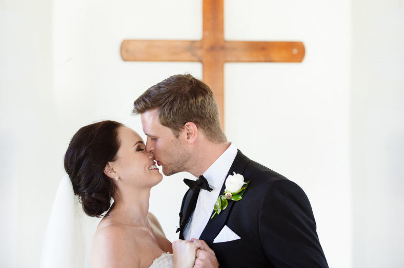 Bride and Groom first kiss