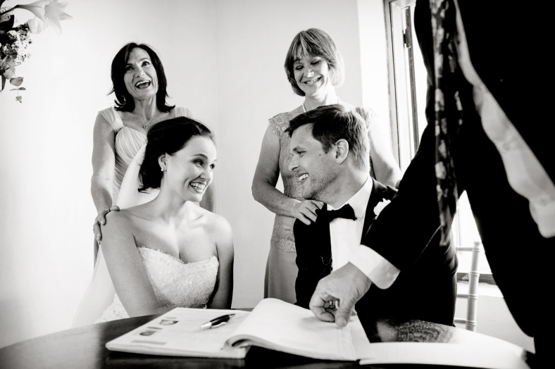 Bride and Groom sign registry