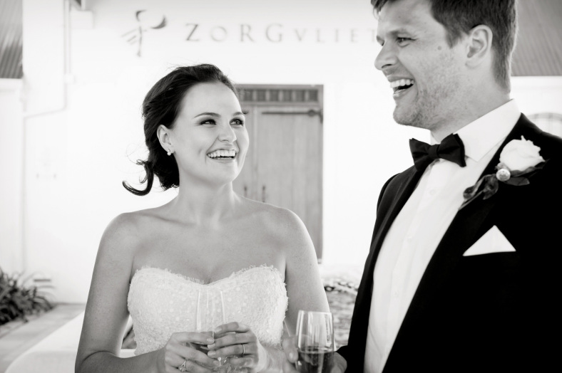 Bride and Groom laugh