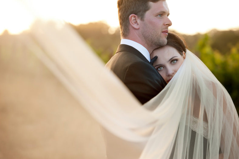Bride and Groom with veil