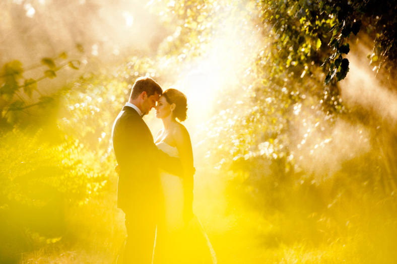 Bride and Groom in light