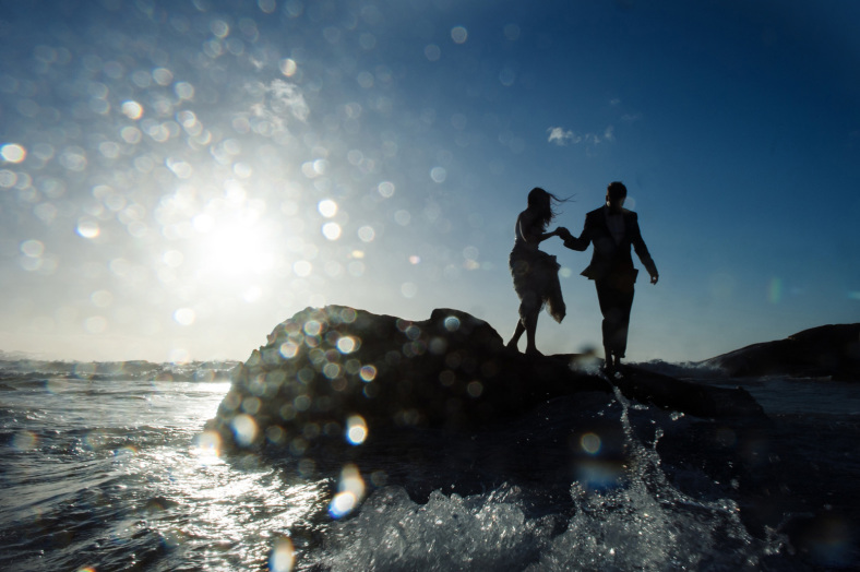 Bride and Groom in the ocean