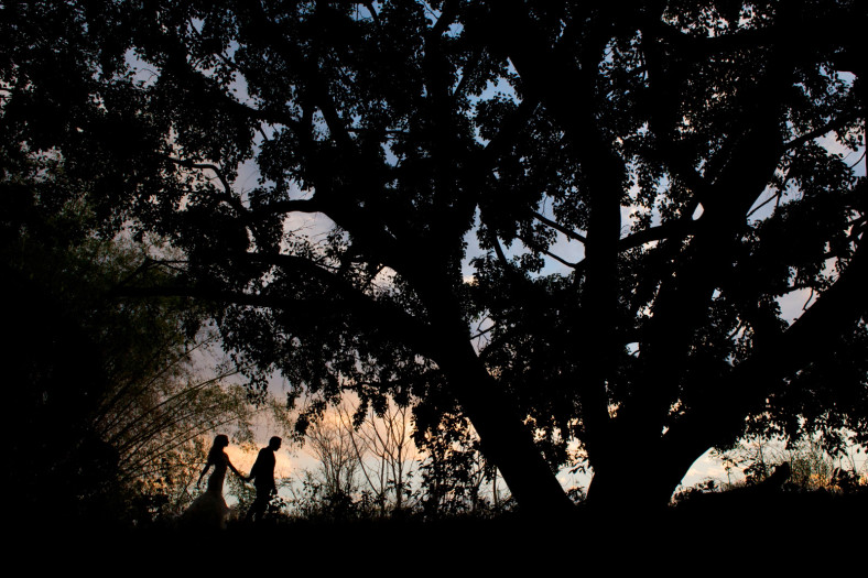 Bride and Groom in forest