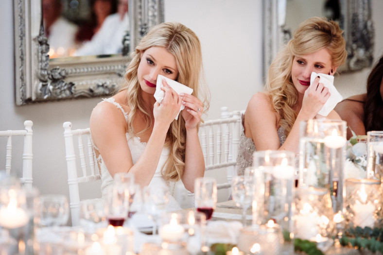 Emotional bride and sister