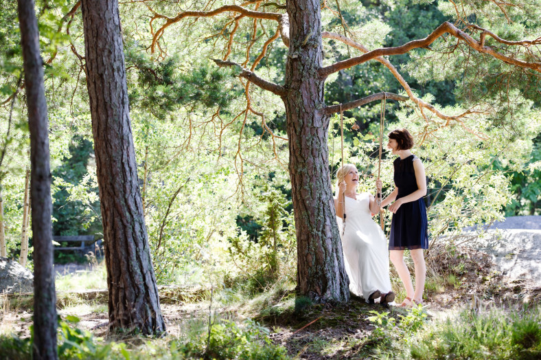 Bride on swing