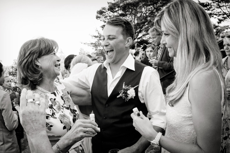 Laughing groom