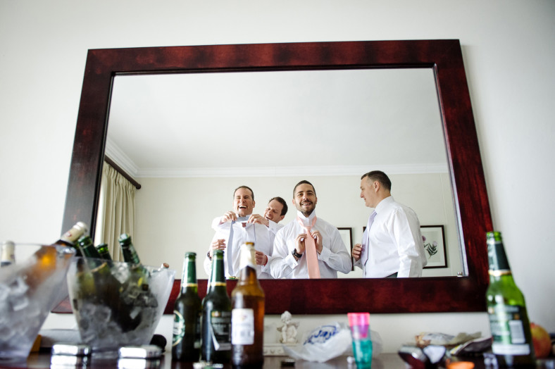 Groom getting ready beer