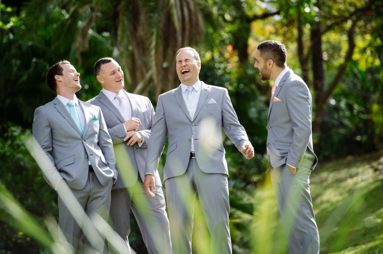 Groomsmen laughing