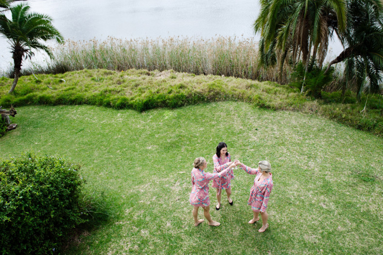 Bridesmaids drinking