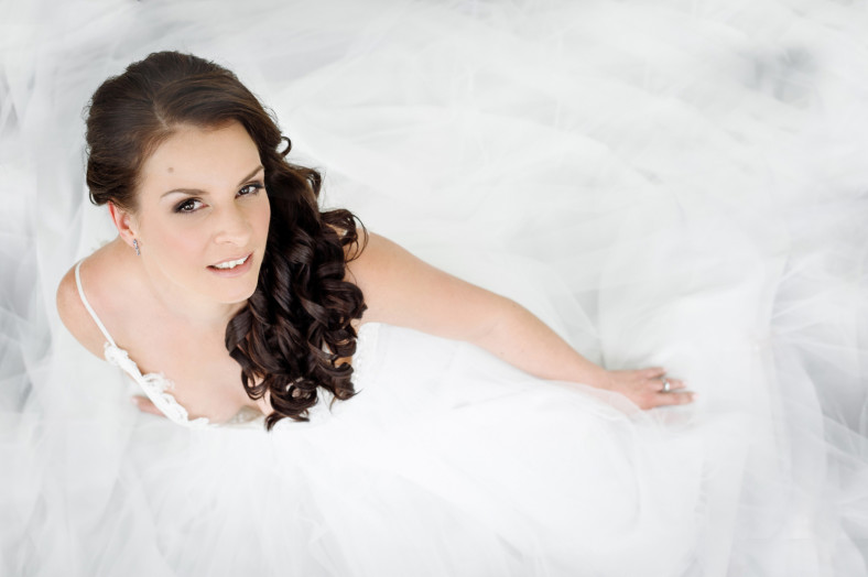 Bride in big wedding dress