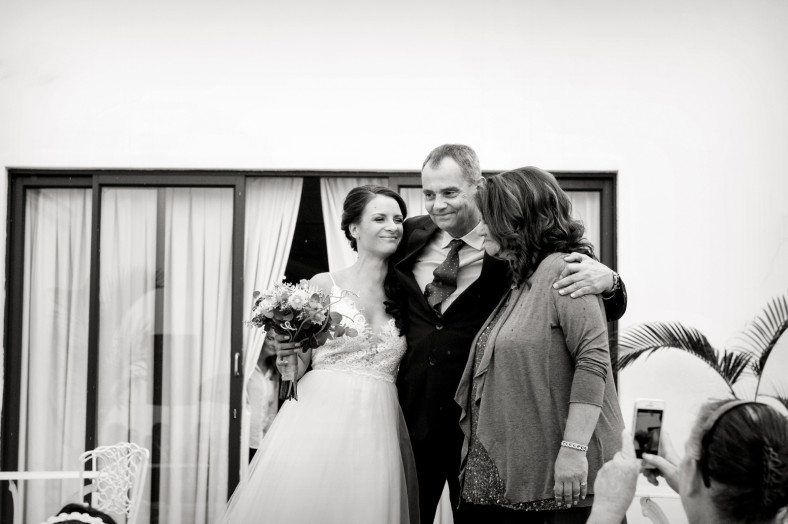 bride with parents