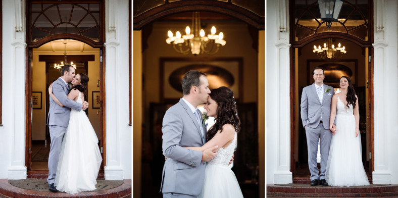bride and groom in doorway