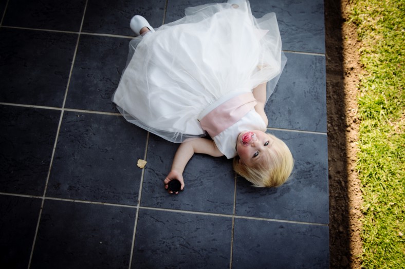 flower girl sleeping on floor