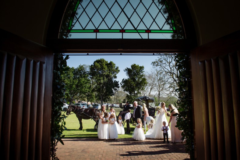 bride arriving on a horse