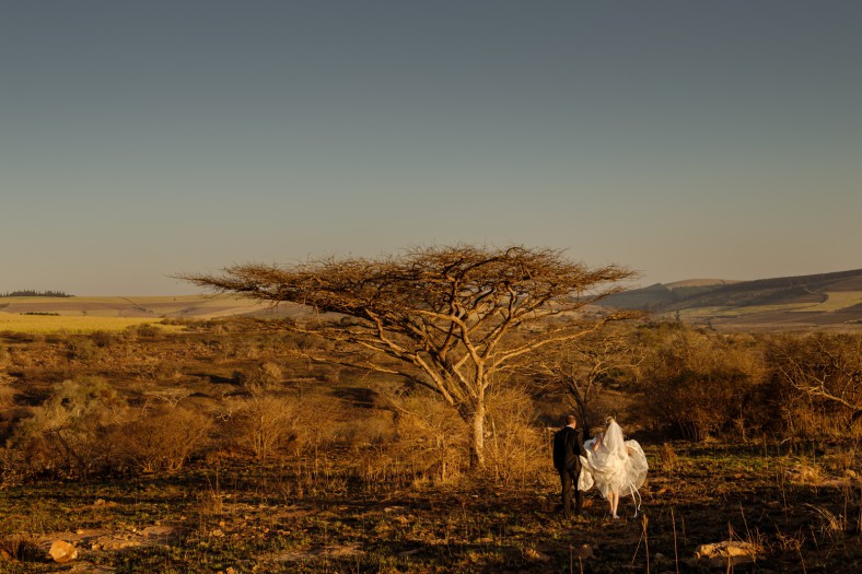 bride and groom african safari
