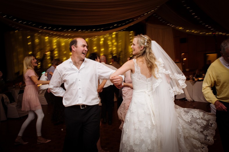 bride and groom dancing