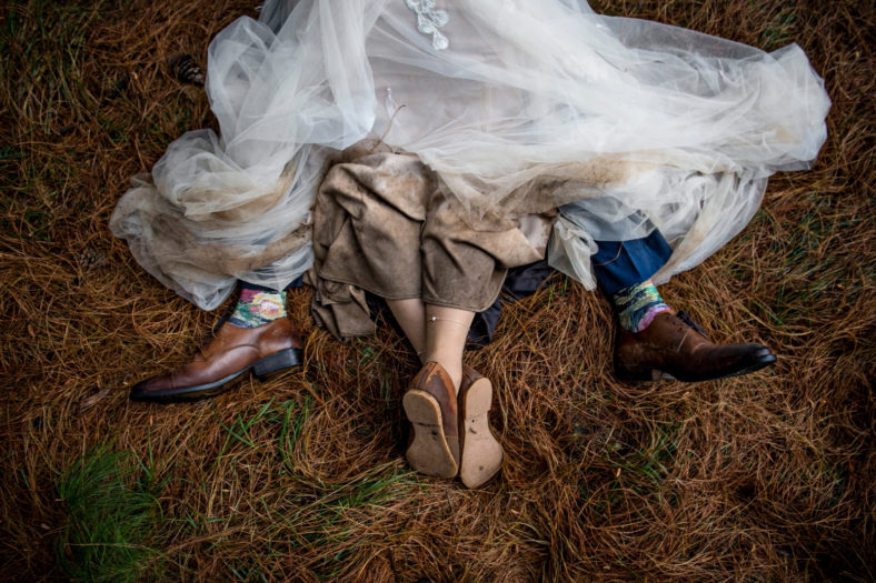 Bride and Groom in forest