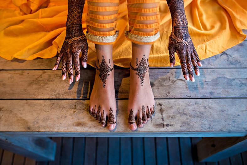 Hindu Bride at Mehndi ceremony.