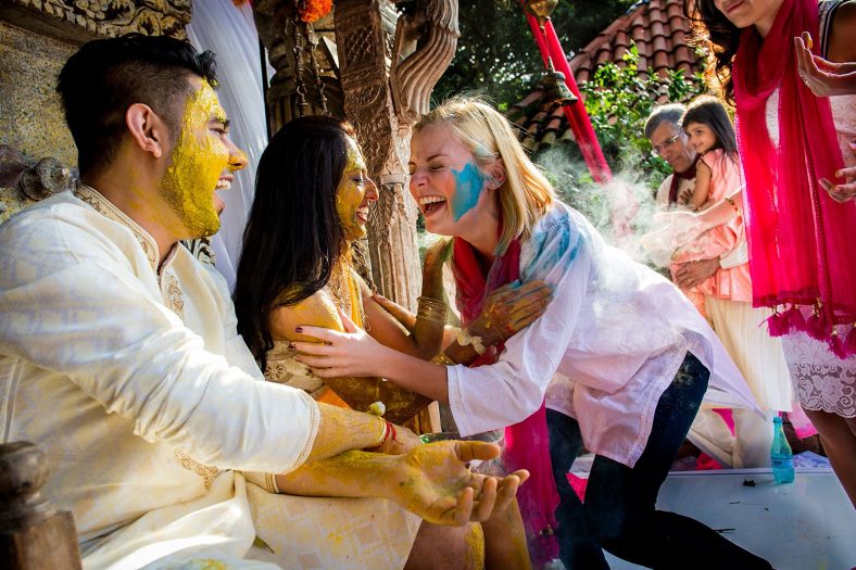 Hindu couple at hurdee ceremony.