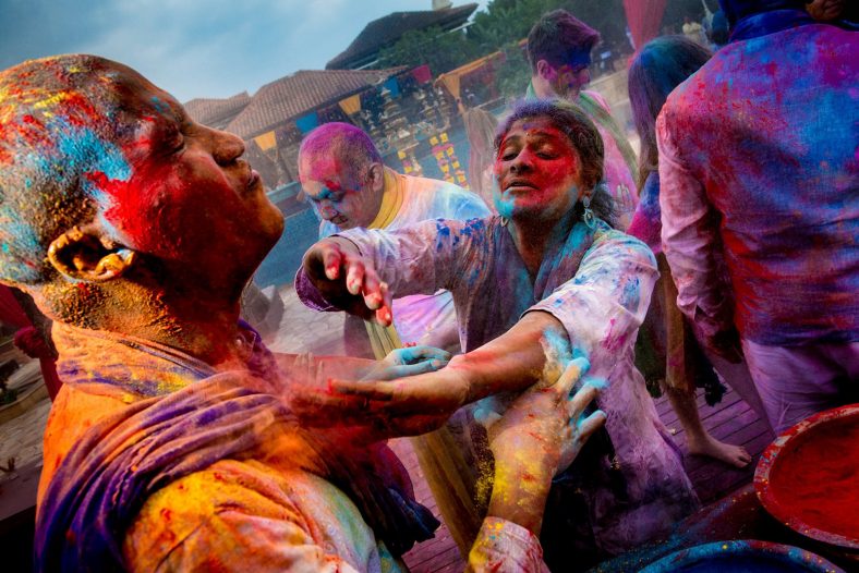 Documentary photography at hindu holi fight.
