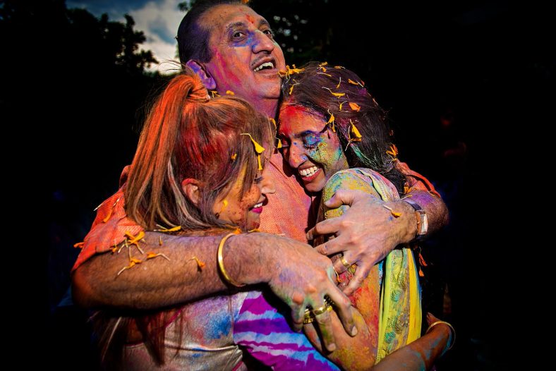 Documentary photography at holi fight celebration.