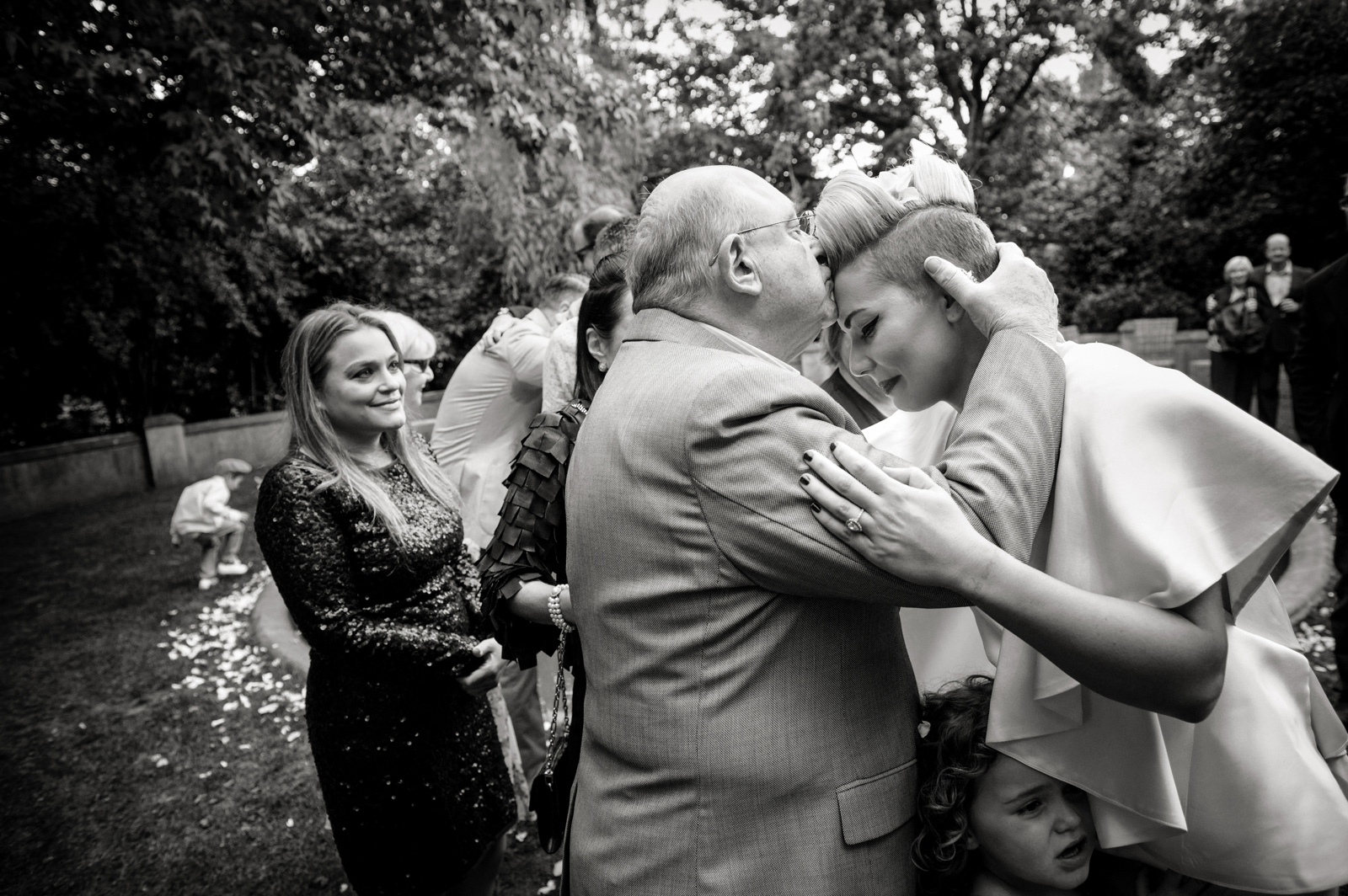 bride and father crying