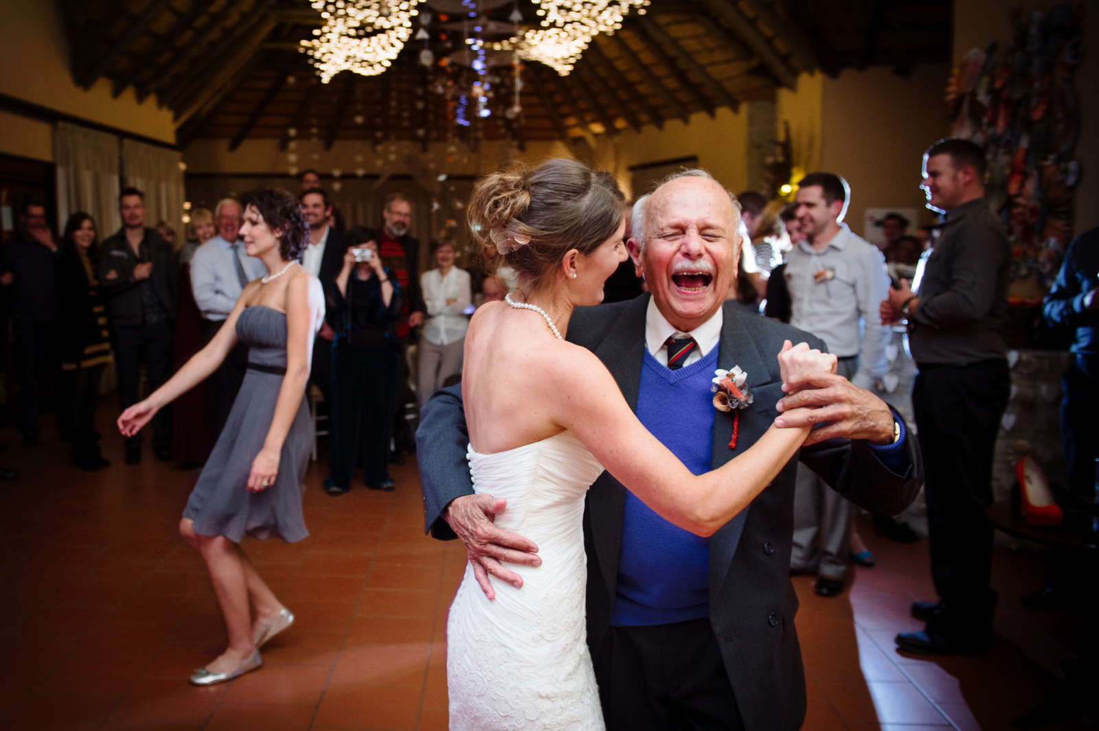 bride and grandfather dancing