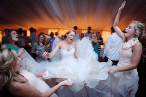 Bride dances in massive dress