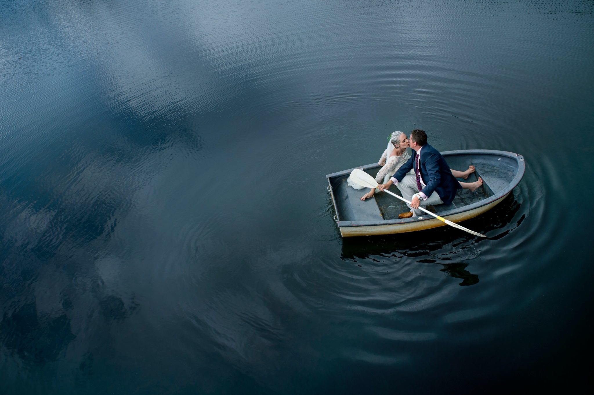 Bride and Groom in a boat